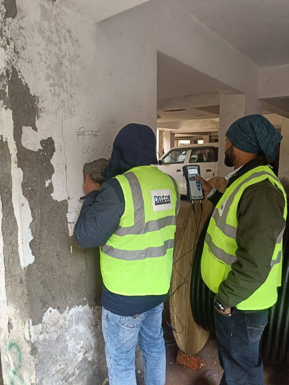 Delcon Engineering team recording NDT readings on-site